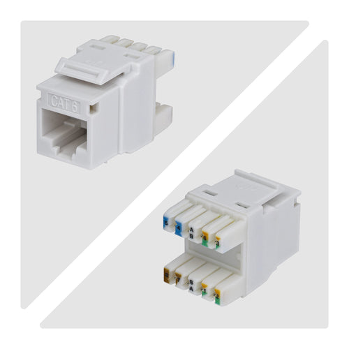 CAT6 UTP KEYSTONE JACK 24-PACK 180-DEGREE 110 PUNCH DOWN WHITE