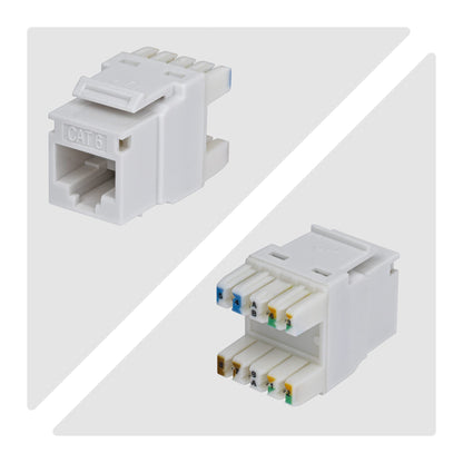CAT6 UTP KEYSTONE JACK 24-PACK 180-DEGREE 110 PUNCH DOWN WHITE