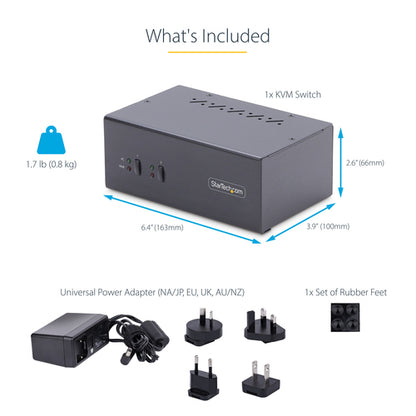 2-PORT KVM SWITCH 4K 60HZ DUAL-MONITOR DISPLAYPORT KVM