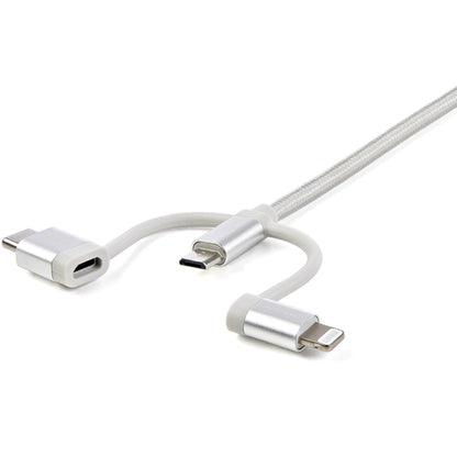 3FT USB MULTI CHARGING CABLE LIGHTNING USB C MICRO-USB CHARGER