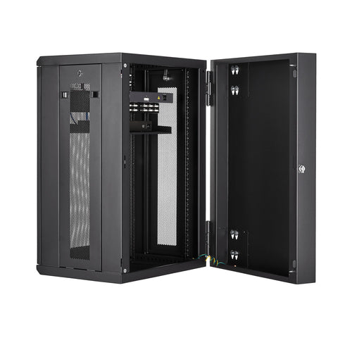 WALL MOUNT NETWORK CABINET 18U HINGED SERVER RACK ENCLOSURE