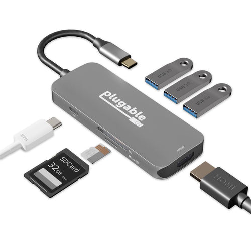 PLUGABLE USBC-7IN1 USB C 7-IN-1 MULTIPORT ADAPTER HUB