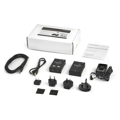 4 PORT USB 2.0 EXTENDER HUB USB-A OVER CAT5/6 ETHERNET RJ45