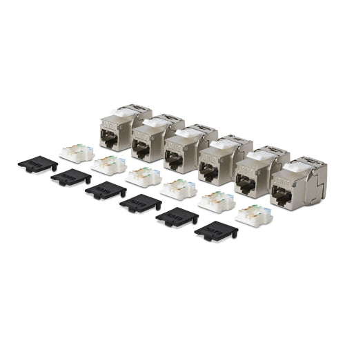 CAT8 STP KEYSTONE JACK 6-PACK 180-DEGREE/TOOLLESS/SHIELDED