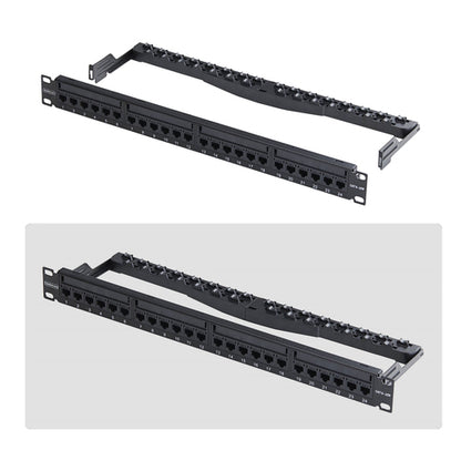 1U FEED THROUGH PATCH PANEL 24 PORT WITH RJ45 INLINE COUPLERS (C6PANELUTP241UFT)