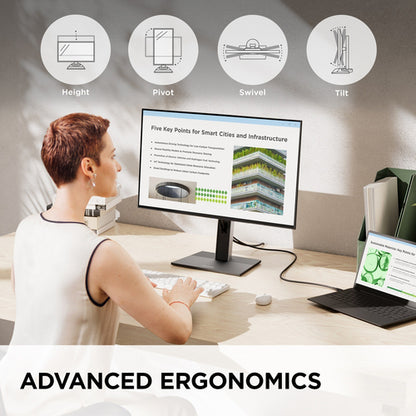27IN IPS ERGONOMIC DOCKING MONITOR WITH 1440P 100W USB-C RJ45