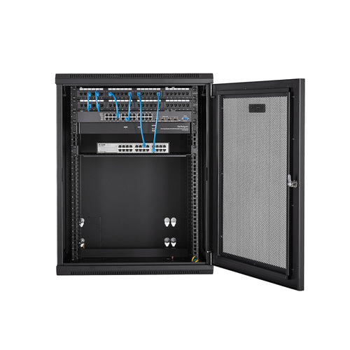 WALL MOUNT NETWORK CABINET 15U HINGED SERVER RACK ENCLOSURE