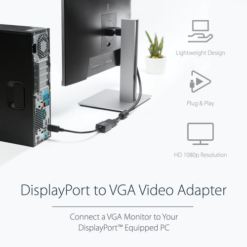 DISPLAYPORT TO VGA ADAPTER - DP 1.2 TO VGA VIDEO CONVERTER DONGLE