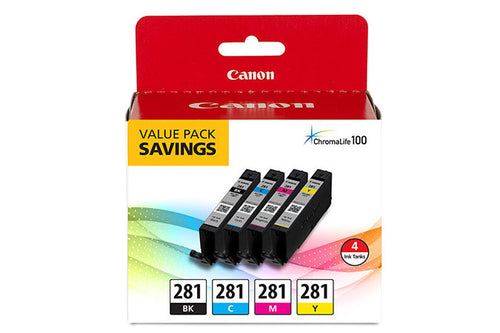4PK CLI-281 BK/CMY FOUR CLR VALUE