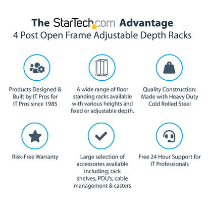 18U OPEN FRAME SERVER RACK 4 POST NETWORK EQUIPMENT RACK