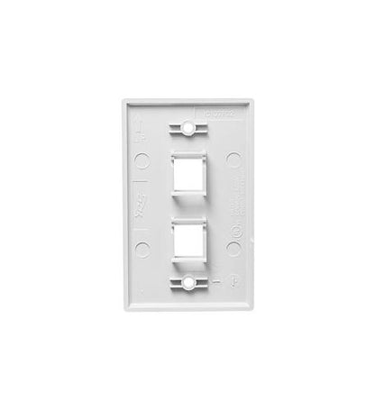 FACEPLATE, FLAT, 1-GANG, 2-PORT, WHITE