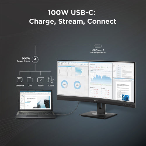 34IN UWQHD CURVED DOCKING MONIT WITH ERGONOMIC 21:9 100W USB C AND (VG3456CA)