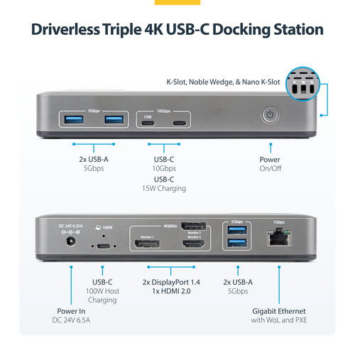 USB-C DOCKING STATION - TRIPLE-MONITOR DP/HDMI 4K60
