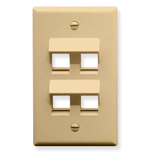 FACEPLATE- ANGLED- 1-GANG- 4-PORT- IVORY