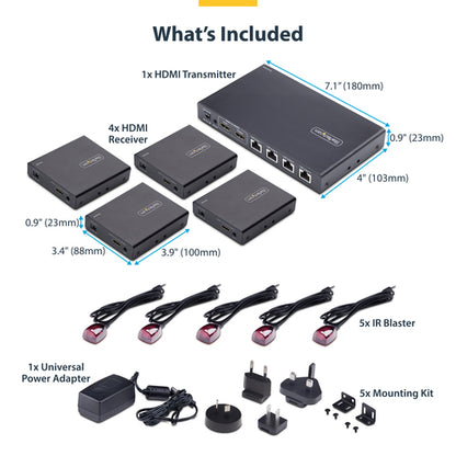 4-PORT HDMI EXTENDER/SPLITTER - 1X4 HDMI OVER ETHERNET KIT