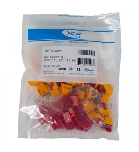 MODULE, CAT 6, EZ, 25 PK, YELLOW