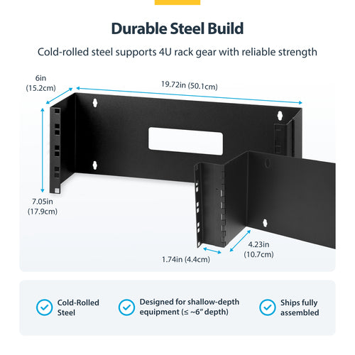 WALL MOUNT PATCH PANEL BRACKET 4U HINGED PANEL MOUNTING BRACKET