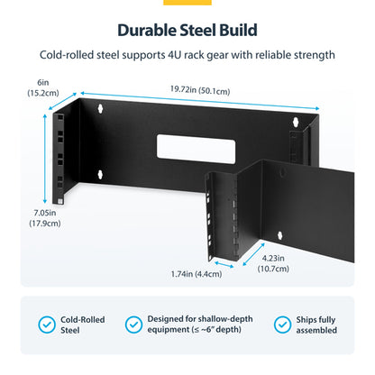 WALL MOUNT PATCH PANEL BRACKET 4U HINGED PANEL MOUNTING BRACKET