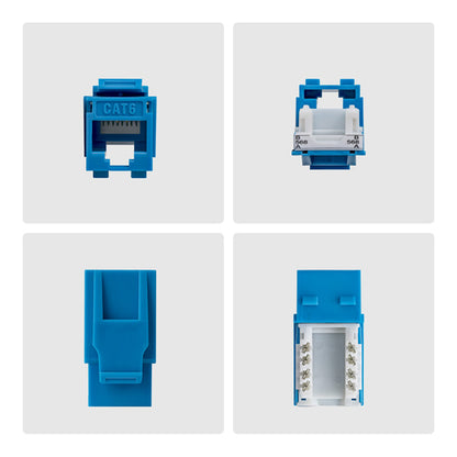CAT6 UTP KEYSTONE JACK 24-PACK 90-DEGREE 110 PUNCH DOWN BLUE (C6KEY110BL24PK)