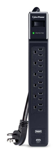 CYBERPOWER CSP604UC SURGE 1500J 4 CORD USB-AC BLACK