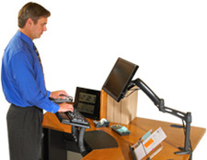 KEYBOARD TRAY ADJUSTABLE ARM SIT/STAND 23IN TRACK ADJ PLATFORM (AKT180LE)