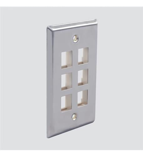 6 PORT SINGLE GANG STAINLESS PLATE