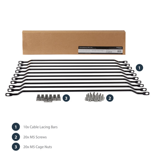 CABLE LACING BAR HORIZONTAL 10PACK SERVER RACK CABLE MANAGEMENT