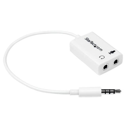 HEADPHONE MICROPHONE SPLITTER WHITE - 4 PIN TO 2X 3 PIN 3.5MM