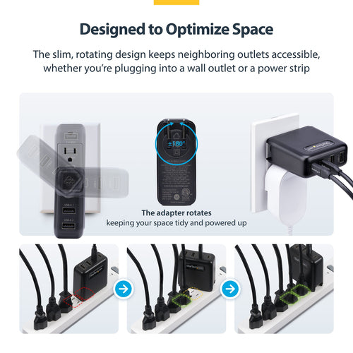 100W USB-C WALL CHARGER GAN POWER ADAPTER 2X USB-C/2X USB-A (2210GN-WALL-CHARGER)