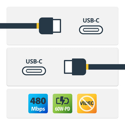 2M WHITE USB-C CHARGING CABLE 60W POWER DELIVERY M/M TYPE-C