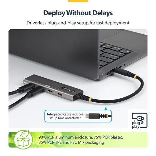 4-PORT USB-C HUB 10GBPS - 100W PD CHARGING 4X USB-C PORTS