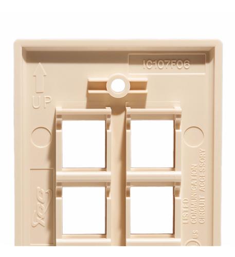 FACEPLATE, FLAT, 1-GANG, 6-PORT, ALMOND