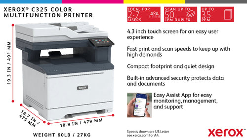 XEROX C325 COLOR MFP UP TO 35PP DUPLEX W/ COPY PRINT SCAN FAX WIFI