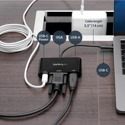 USB C MULTIPORT ADAPTER 60W PD VGA USBC MINI TRAVEL DOCK W/ USB