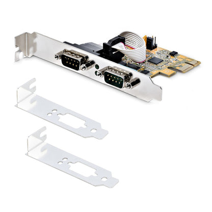 PCIE DUAL SERIAL PORT CARD - 16C1050 UART 5V/12V STATUS LIGHTS