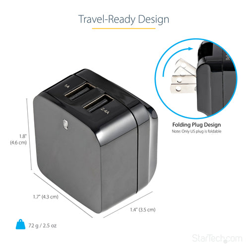2 PORT USB TRAVEL WALL CHARGER UNIVERSAL TRAVEL DUAL USB ADAPTER