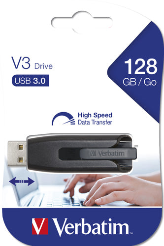 128GB FLASH DRIVE USB 3.0 STORE N GO V3 RETRACTABLE 49189